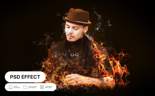 Free PSD fire photo effect