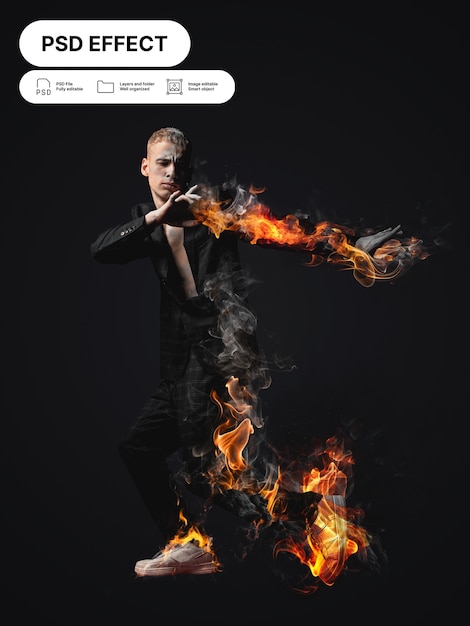 Free PSD fire photo effect