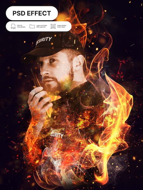 Free PSD fire photo effect