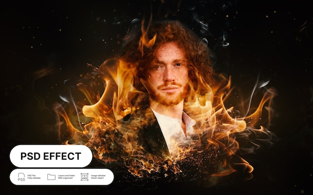 Free PSD fire photo effect