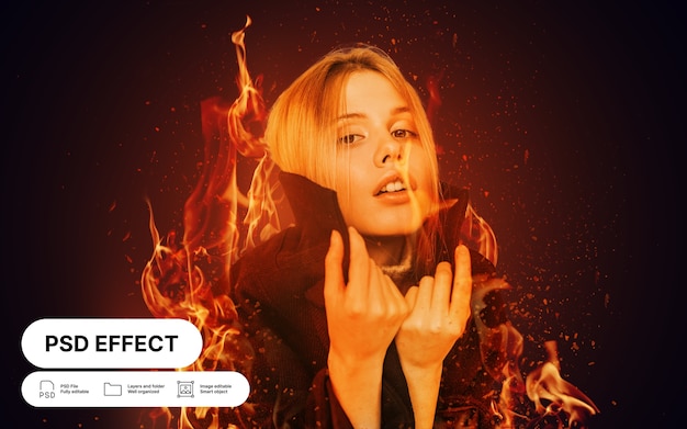 Free PSD fire photo effect