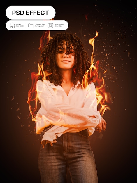 Free PSD fire photo effect