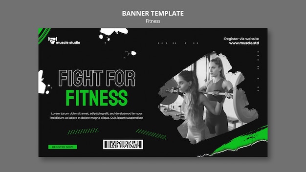 Free PSD fitness and health horizontal banner template