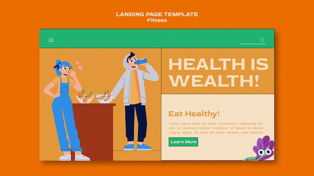 Free PSD fitness and health landing page template