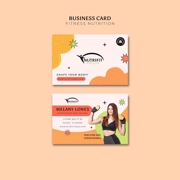 Fitness nutrition business card template