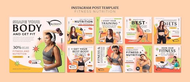 Fitness nutrition instagram posts template