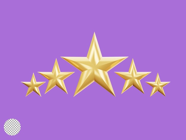 Free PSD five golden stars for excellent customer satisfaction and evaluation concept by 3d render illustration