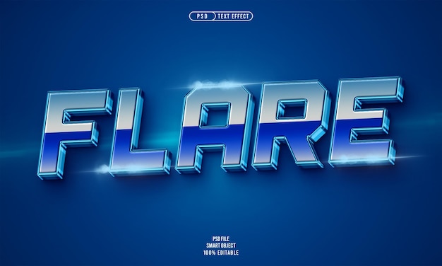 Free PSD flare 3d editable text effect