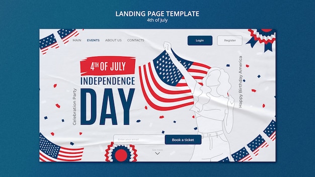 Free PSD flat design 4th of july template