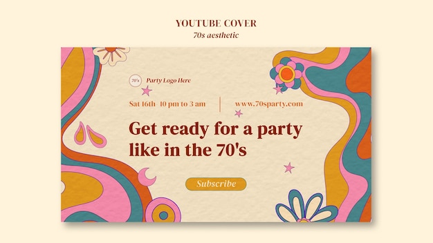 Free PSD flat design 70s aesthetic template