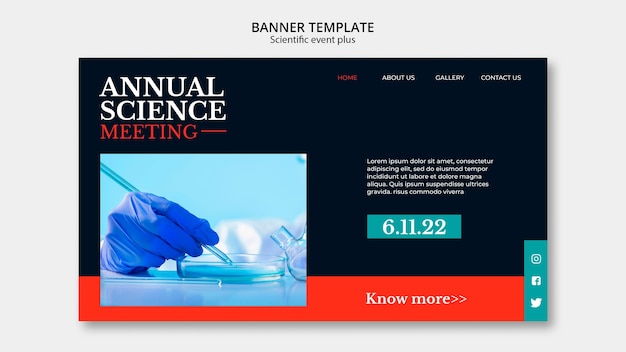 Free PSD flat design annual scientific event template