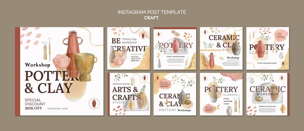 Flat design art and craft template