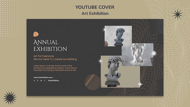 Free PSD flat design art exhibition template