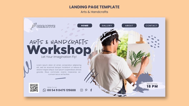 Free PSD flat design art and handcraft template