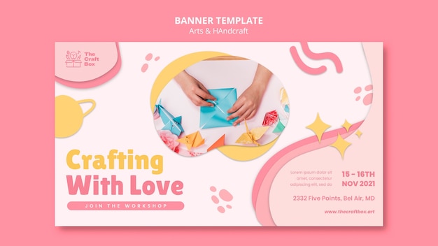 Free PSD flat design of art and handcrafts banner template