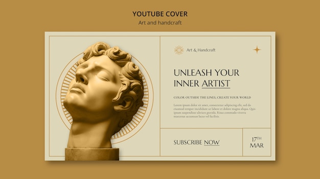 Free PSD flat design arts and handcraft youtube cover