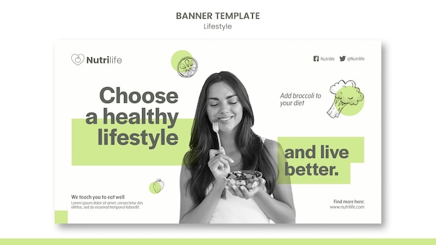 Free PSD flat design of banner lifestyle template