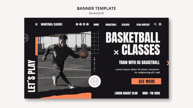 Free PSD flat design basketball design template