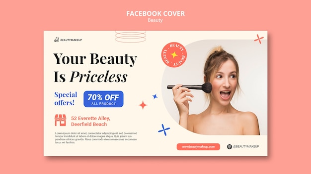 Free PSD flat design beauty products facebook cover