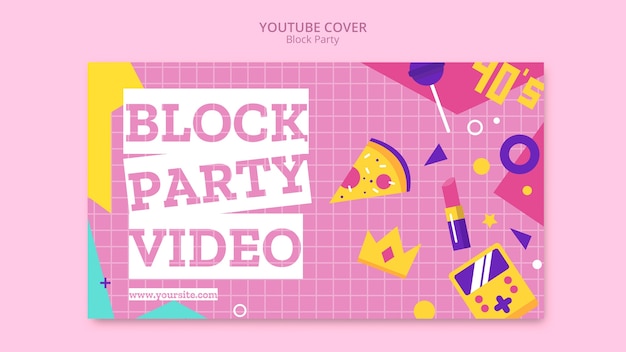 Free PSD flat design block party  youtube cover