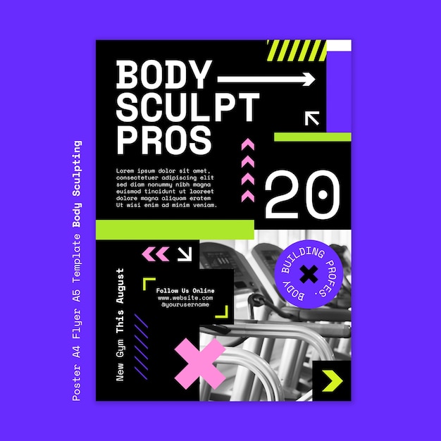 Free PSD flat design body building poster