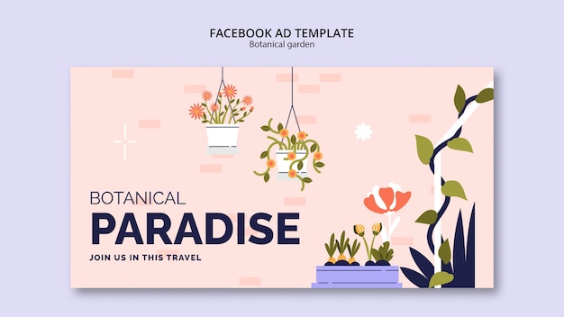 Free PSD flat design botanical garden facebook template