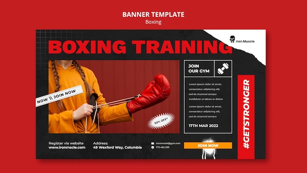 Free PSD flat design boxing template banner