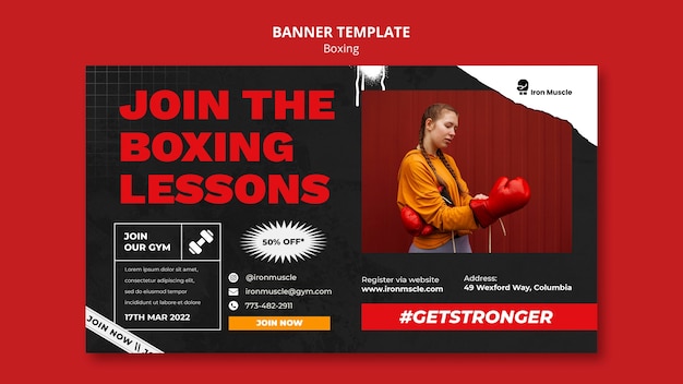Free PSD flat design boxing template banner