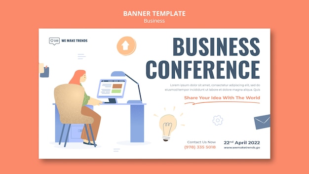 Free PSD flat design business banner design template