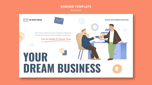 Flat design business banner design template