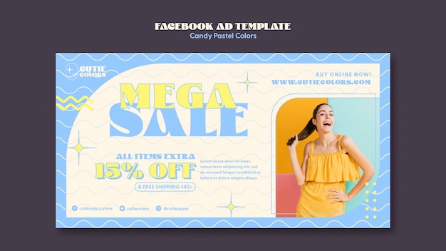 Free PSD flat design candy pastel colors facebook template