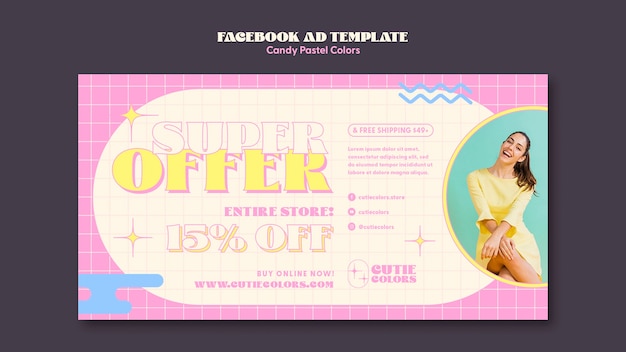 Free PSD flat design candy pastel colors facebook template