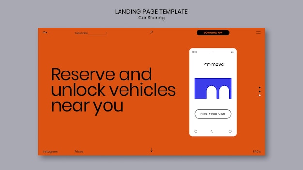 Flat design car sharing landing page