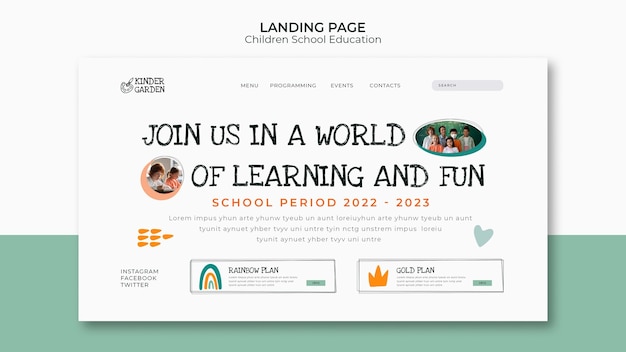 Free PSD flat design children school template