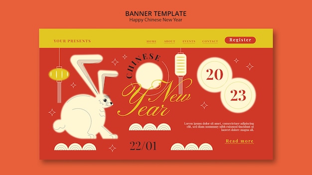 Free PSD flat design chinese new year banner template