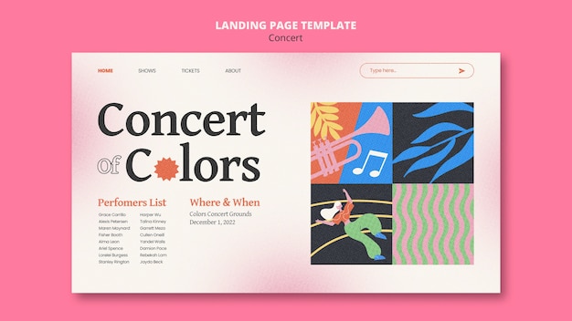 Free PSD flat design concert template