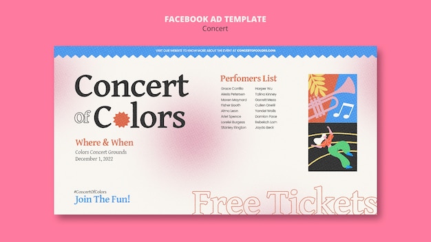 Free PSD flat design concert template