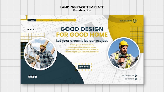 Free PSD flat design construction template