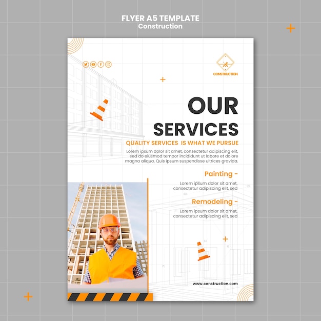 Free PSD flat design construction template