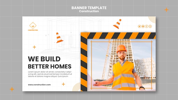 Free PSD flat design construction template