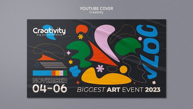 Free PSD flat design creativity concept youtube cover