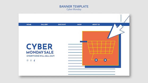 Free PSD flat design cyber monday template