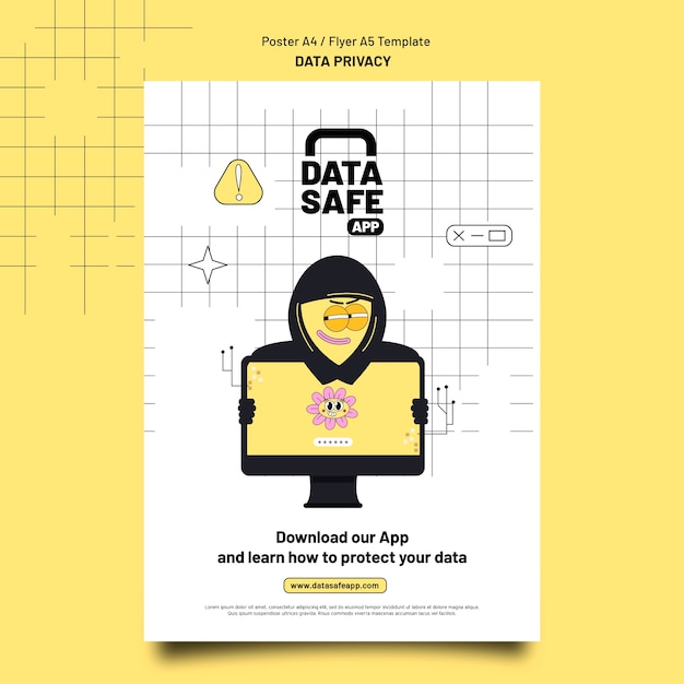 Flat design data privacy template