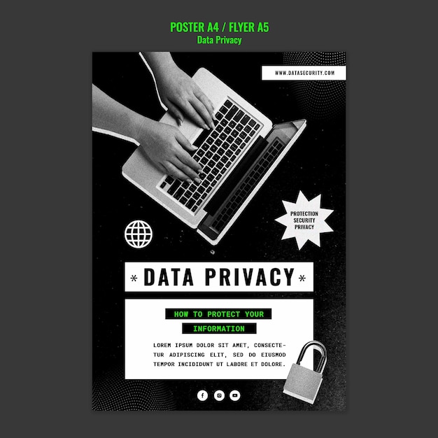 Free PSD flat design data privacy template