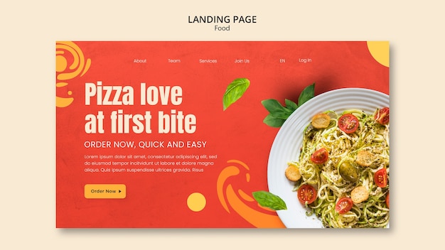 Flat design delicious food landing page template