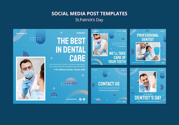 Free PSD flat design dental care instagram post template