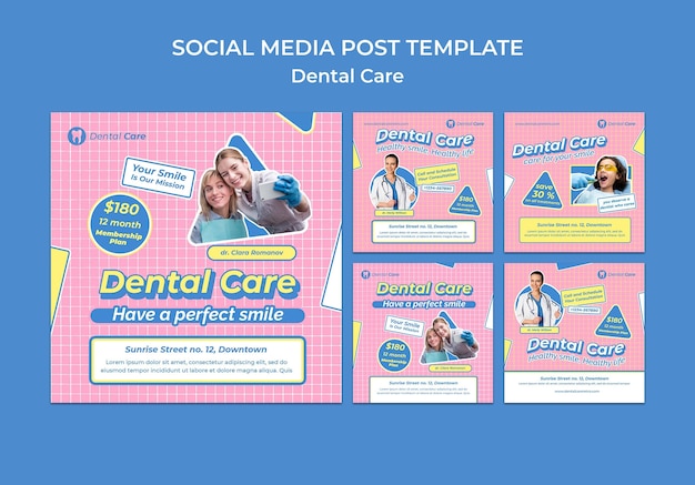 Free PSD flat design dental care template