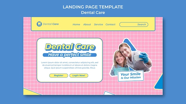 Free PSD flat design dental care template