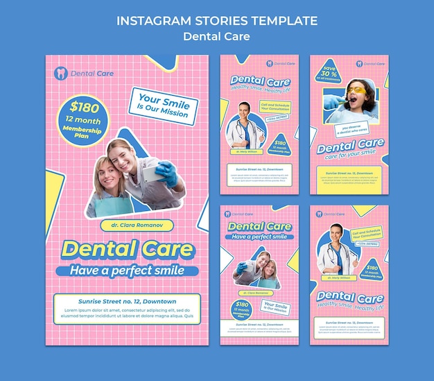 Free PSD flat design dental care template