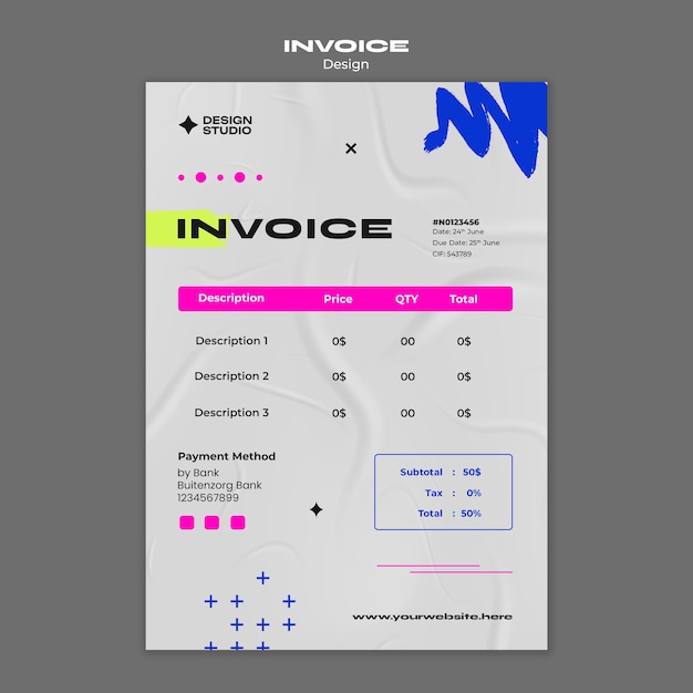 Flat design design studio invoice template